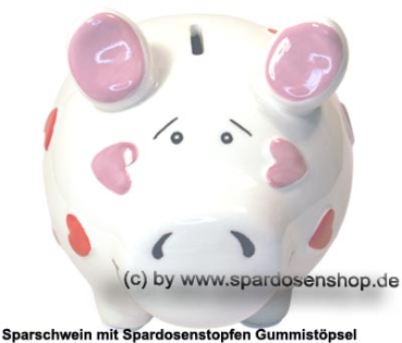 Preview: KCG mittelgroßes Sparschwein 3D Design Herzchen-Schwein Keramik B